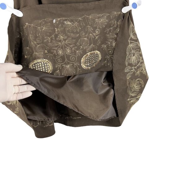 Peck & Peck Women 8 Silk Linen High Rise Midi Skirt Embroidered Capsule Wardrobe - Picture 7 of 13